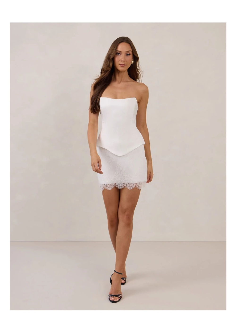 Park & Fifth White Strapless Lace-Trim Mini Dress
